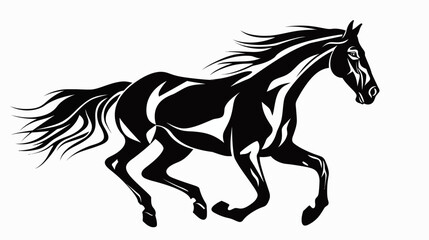 Obraz premium Dynamic silhouette of a rearing horse on white background vector illustration