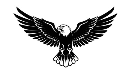 Fototapeta premium Bold eagle illustration with wings outspread on white background
