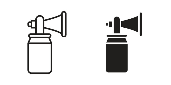 Air horn icon symbols, Solid black and editable stroke icons