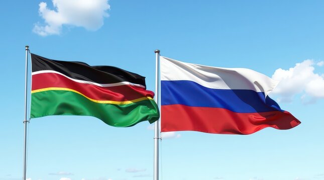 Russia and Botswana flags