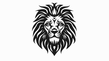Fototapeta premium Bold lion head illustration powerful animal emblem in black and white