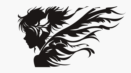 Obraz premium Silhouette of a person with stylized wings against a white background