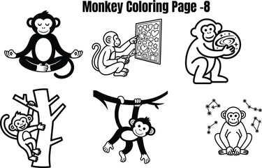Fototapeta premium Monkey for coloring book page monkeys coloring page