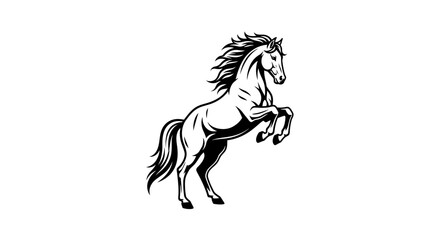 Fototapeta premium Elegant black and white horse illustration symbol of freedom and strength