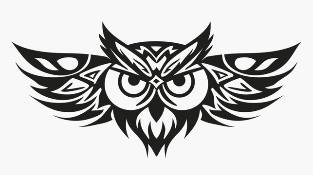 Stylized owl illustration graphic design of a bird with geometric wings