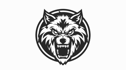 Fototapeta premium Ferocious wolf head in vector style grinning isolated on white background