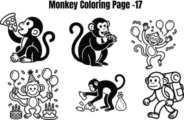 Fototapeta premium Monkeys engaging in various activities with food and celebration