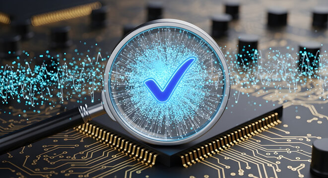 Digital Quality Assurance Magnifying Glass Verifying Performance and Security on Advanced Computer Chip Technology for Optimal Reliability