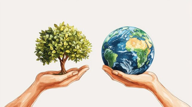 Happy earth day,people hands holding globe,Symbol of life,Environmental problems,environmental protection ecology,Hand drawn Globe,green living,zero waste,Earth day concept.