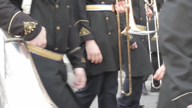 Band playing during Easter celebration in Alicante, Spain procession