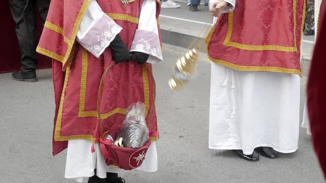 Easter procession with incense in Alicante, Spain. Traditional celebration