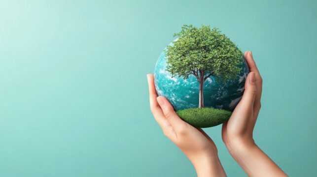 Happy earth day,people hands holding globe,Symbol of life,Environmental problems,environmental protection ecology,Hand drawn Globe,green living,zero waste,Earth day concept.