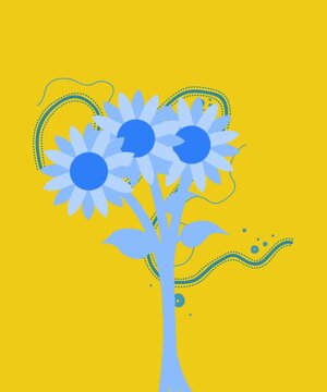 vector illustration of a sunflower blue