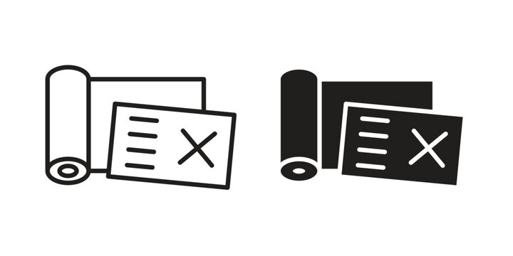Bounced check icon symbols, Solid black and editable stroke icons