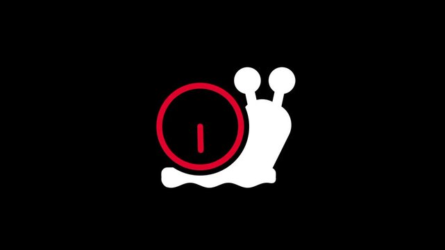 A white snail icon is shown with a red clock overlaying it which is commonly used to represent a slow internet connection or a system bottleneck