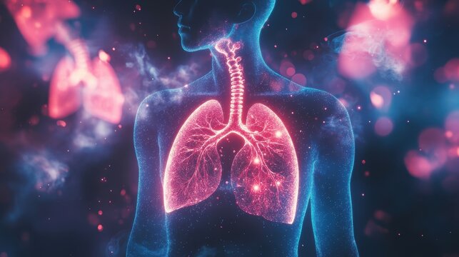 Abstract Lungs with red human bronchial tree structure. Lungs anatomy,left and right bronchus, bronchioles,Medicine cure tuberculosis, pneumonia, asthma. Abstract health care medical concept.