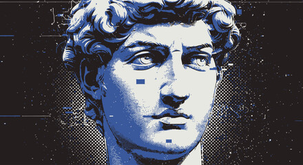 Naklejka premium Close up of David marble bust.