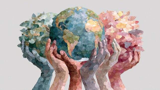 Happy earth day,people hands holding globe,Symbol of life,Environmental problems,environmental protection ecology,Hand drawn Globe,green living,zero waste,Earth day concept.