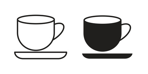 Obraz premium Coffee mug icon symbols, Solid black and editable stroke icons