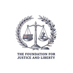 Justice Law and Liberty Foundation Emblem with Olive Branches and Gavel © Anastasia