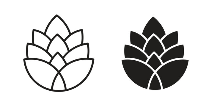 Fir cone icon symbols, Solid black and editable stroke icons