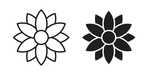 Fototapeta premium Flower icon symbols, Solid black and editable stroke icons