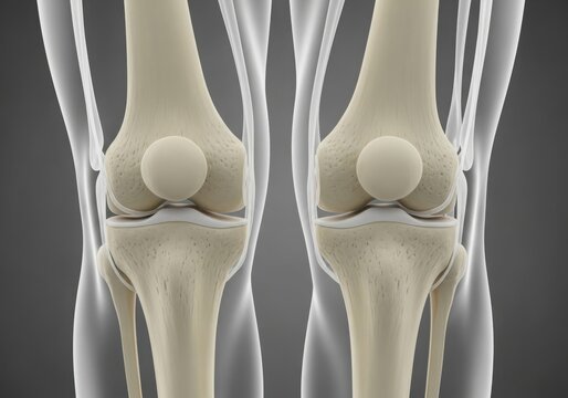 Detailed human knee joint anatomy isolated on white background