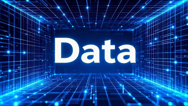 Digital data grid with glowing lights