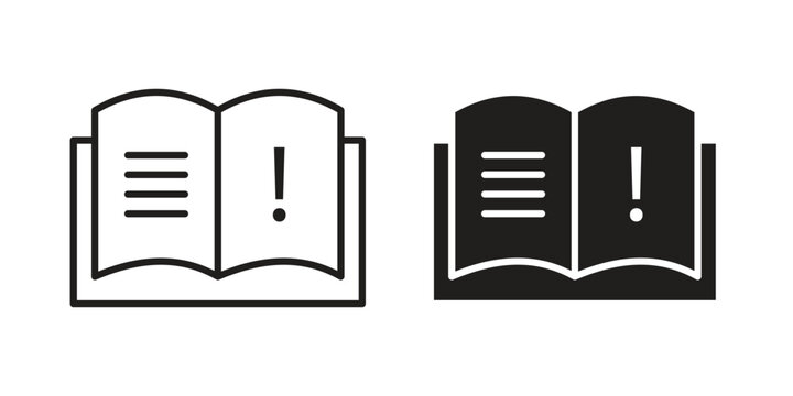 guide book icon symbols, Solid black and editable stroke icons