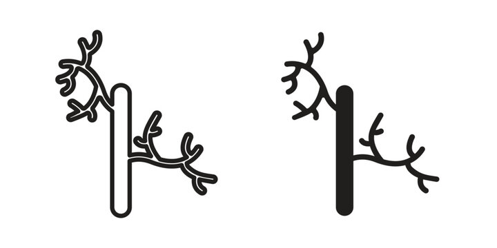 Human artery icon symbols, Solid black and editable stroke icons