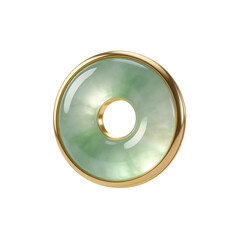 [Transparent Background PNG]Jade Donut Pendant with Gold Frame