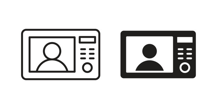 Intercom icon symbols, Solid black and editable stroke icons