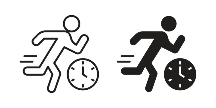 Late icon symbols, Solid black and editable stroke icons