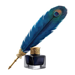 Classic Style: Antique Peacock Feather Pen and Gold Ink Bottle © Rizky