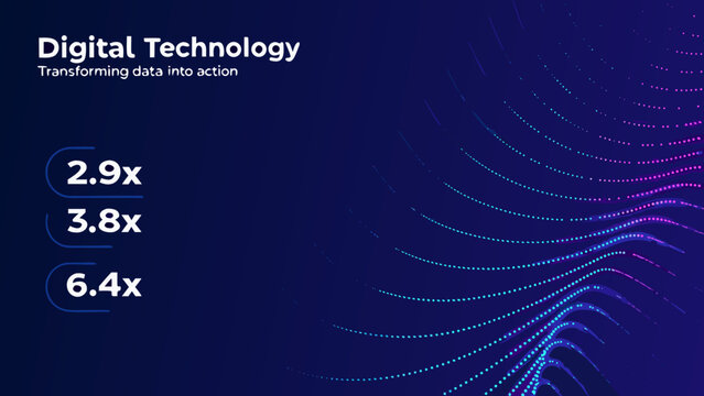 Digital technology background with data visualization and numerical values