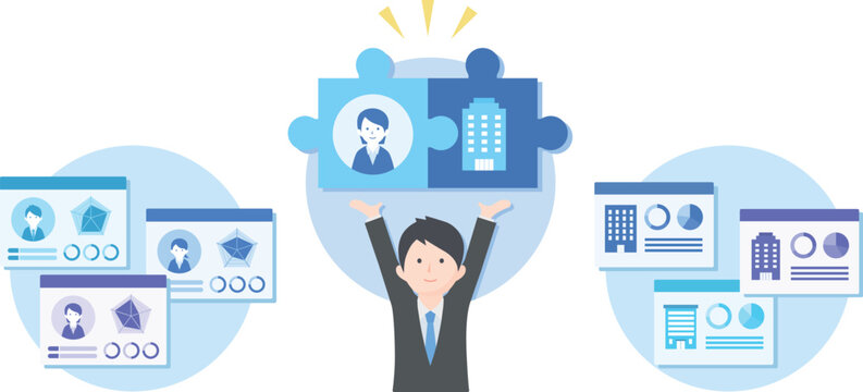 企業にマッチする人材を仲介しているスーツの男性のイメージ