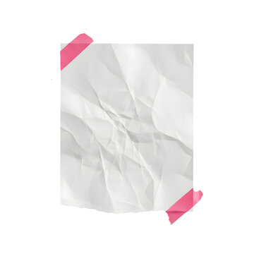 Crumpled paper note isolated on transparent background