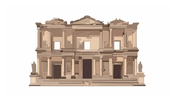 Library of Celsus vector illustration Ephesus Selcuk Izmir Turkey ancient architecture isolated on white