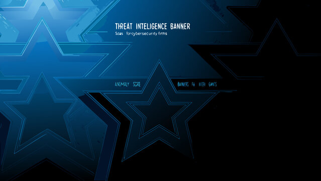 Abstract blue banner with stars and threat intelligence text overlay
