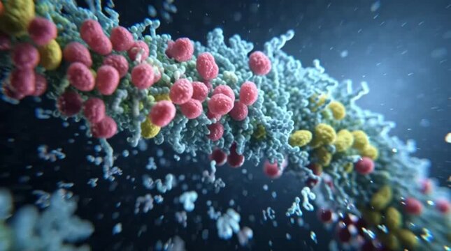 Molecular Biology Visualization of Dna or Protein Structure with Binding Particles