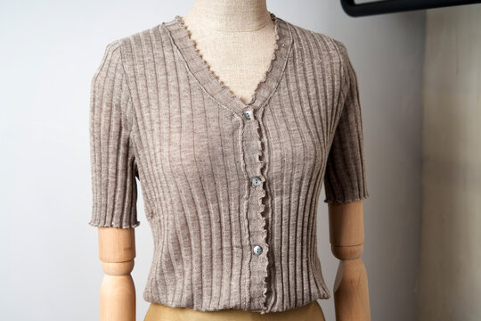 Grey textile women's sweater