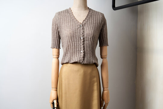 Grey textile women's sweater