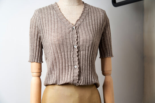 Grey textile women's sweater