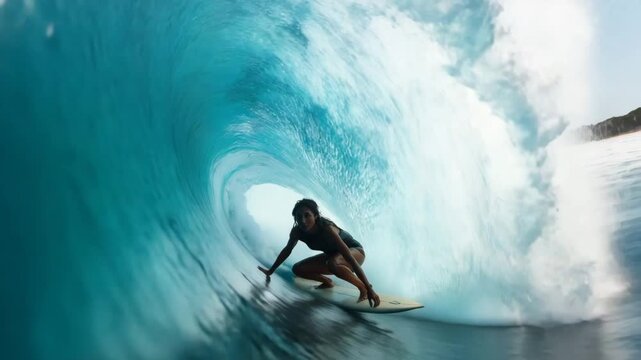 Surfer surfing ocean wave