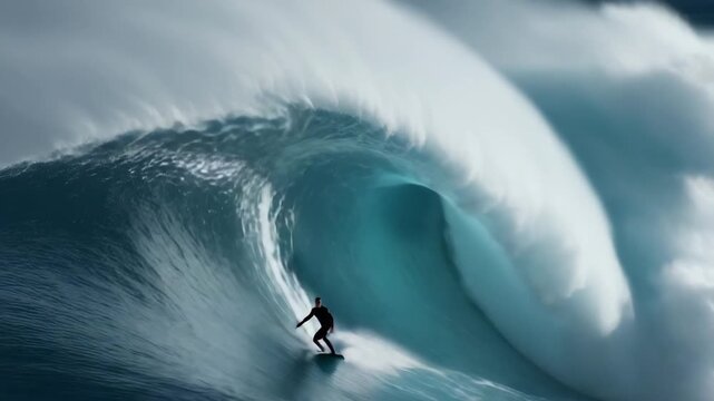 Surfer surfing ocean wave