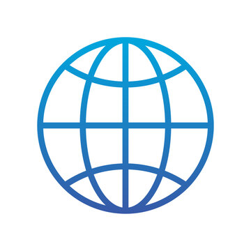 Blue gradient global icon (world icon, globe icon, globe mark) vector illustration, single item.