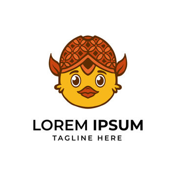 logo illustration of a chick wearing a blangkon as a food company