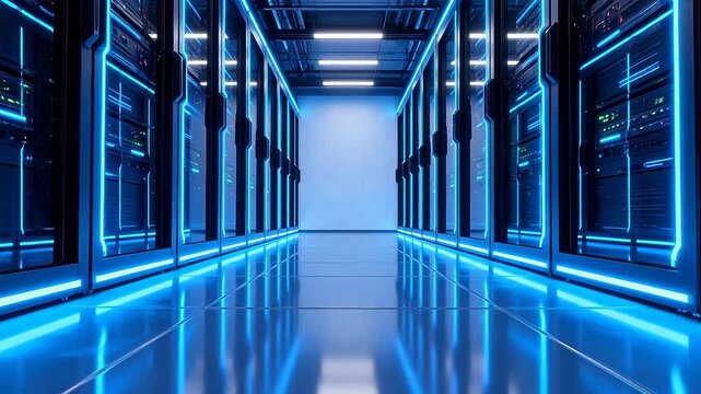 server room with blue lights