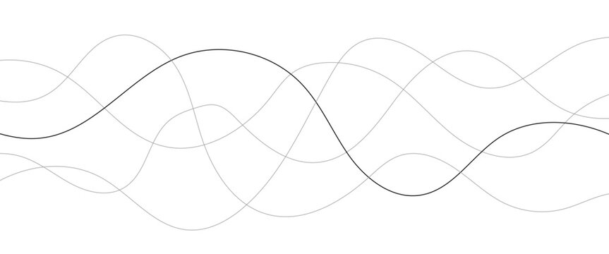 Technology abstract lines on white background. Undulate Grey Wave Swirl, frequency sound wave, twisted curve lines with blend effect
