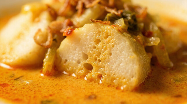 Delicious Indonesian bakso in savory broth with crispy fried onions